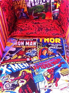 Marvel Comics Cot Bedding Set Spiderman Hulk Super Heroes Exclusive