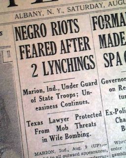 Marion in Indiana Negro Lynching Hanging 1930 Newspaper