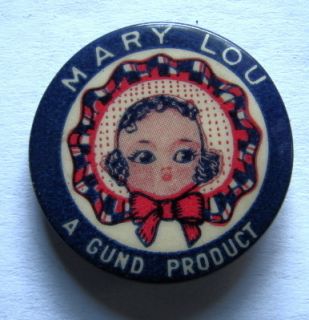 Celluloid Pinback Gund Dolls Mary Lou Premium Promotion Pin
