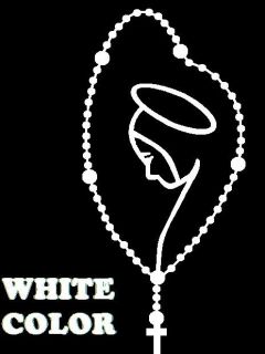 Rosary and St. Mary Window Vinyl Decal Sticker Car, Truck or Bible