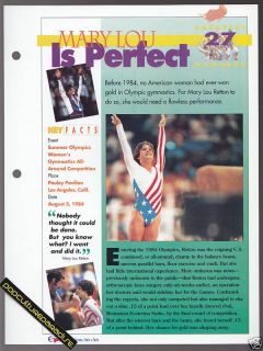 Mary Lou Retton Sports Heroes Feats Facts Sheet Card