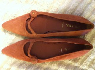 PRADA pink leather suede mary jane flats size 38, 8, 7.5 GORGEOUS