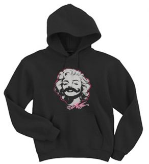Marilyn Monroe with Moustache Funny Marylin Black Hoodie Hooded