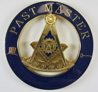 Auto Emblem   Blue Lodge Past Master Metal Enamel Masonic Freemason
