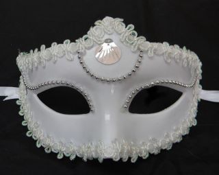 White Crown Fancy Dress Masquerade Costume Eye Mask New