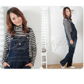 New Casual Denim Jeans Blue Maternity Suspender Trousers Overalls