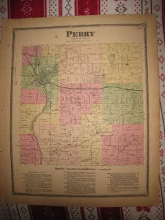 Antique 1870 Perry Township Massillon Stark County Ohio Handcolored