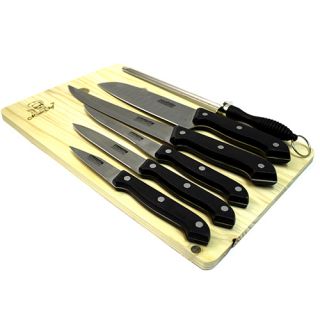 PC Cutlery Set Includes 5 Knives Cutting Board Knife Sharpener