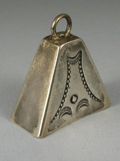 Vntg Navajo Stamped Silver Bell Charm Pendant