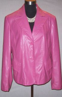 Marc Mattis Faux Leather Pink Business Career Dress Casual Suit Jacket