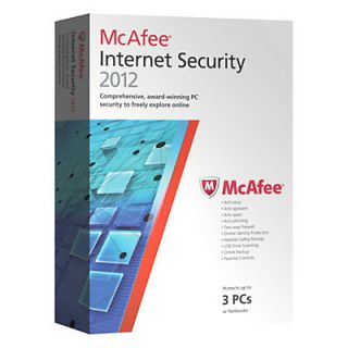 McAfee Internet Security 2012 3 Pcs Brand New SEALED Box S