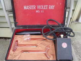 MASTER VIOLET RAY NUMBER 11   QUACK MEDICAL INSTRUMENT w/ 3 WANDS and