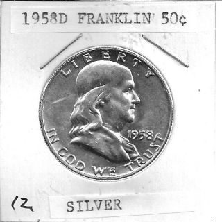 1958D AU BU Franklin Half Dollar Silver 