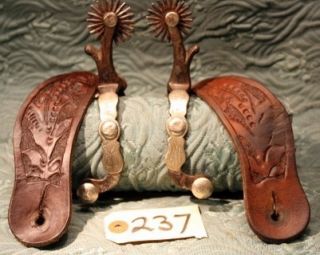 Vintage Double Mounted Silver Overlay JR McChesney 3 Pattern Spurs 237