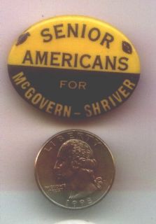George McGovern / Shriver Senior Americans for Juagte Oval Button Vs