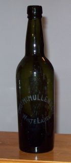 Antique Thoms McMullen Cos White Label Olive Green Bottle Beer Wine