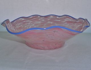 SIGNED BOWL Exquisite MAGICALLY Encased ART Glass ROSE Petals LAVENDER