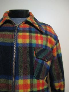 Vtg Macknaw McGregor Wool Coat Plaid Rainbow XL Woolrich Style