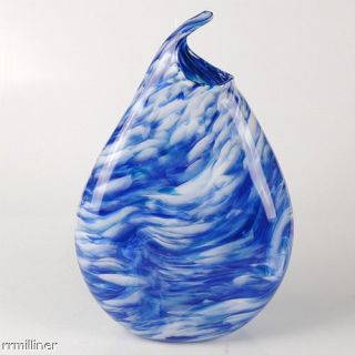 Callahan Mcvay Hand Blown Wave Blue Glass Vase 1 100