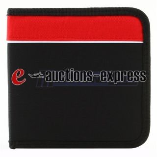 24 Disc CD DVD Wallet Holder Case Bag for Media Storage Black Red