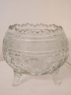 Gorgeous Brilliant Cut Etched Glass Flowers Scalloped Footed Console