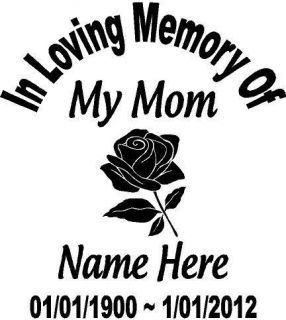 of Flower Rose Mom Decal Window Sticker Custom Memorial Car