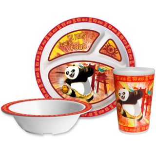 Kung Fu Panda 3 Piece Melamine Dish Set Tableware New