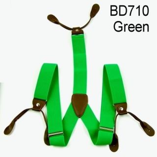 New Mens Adjustable Button Holes Unisex suspenders womens Braces Green