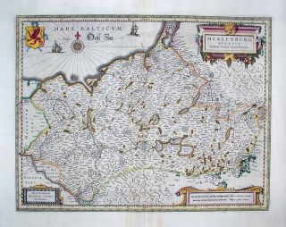 1633 Jansson Lauremberg Map Mecklenburg Decorative