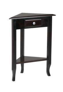 NEW Eco WOOD Merlot brown Finish Accent Display Triangle CORNER Table