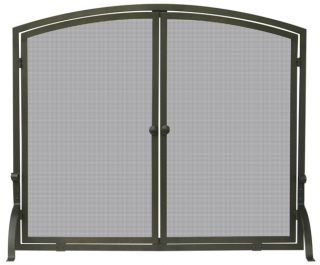 Finish Single Panel Mesh Back Fireplace Fire Screen with Doors