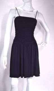  MAX AND CLEO Stretch Rouched Bodice Metter Jersey Black Dress Size M