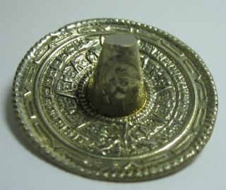 Vntg Alpaca Silver Sombrero Mexican Hat Pin Brooch