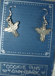 Ann Clark Mendon VT Pewter Dragonfly Earrings New