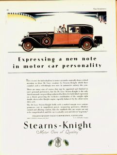1928 Stearns Knight Stutz 2 Sided Car Auto Print Ad Original
