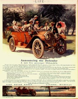 1912 Oldsmobile Brass Era Color Ad Print