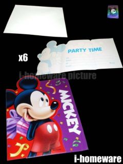 Mickey Mouse Birthday Party 6X Invitation Cards M802