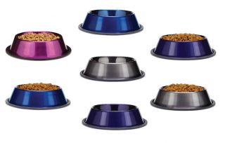 Dura Gloss Metallic Stainless Steel Dog Bowls Metallic Anti Skid Bowl