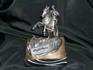 Michael Ricker Pewter Statue Autograped Clayton Moore The Lone Ranger