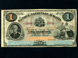 Haiti P 70 1 Piastre 1875 Michel Domingue Banque Nationale DHaiti