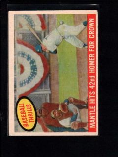 1959 Topps 461 Mickey Mantle Hits 42nd Homerun for Cro