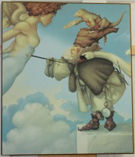 Michael Parkes Sky Painting Laminated Print on Board Gilded Edges Very