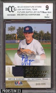 2009 UD Signature Stars Bryce Harper Rookie RC AUTO Game Used Jersey