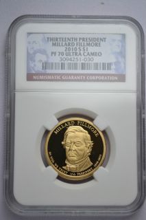 2010 s Millard Fillmore Presidential Golden Dollar NGC PF70 Ultra