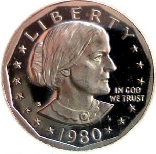 1980 s Susan B Anthony Dollar Proof Dollar Coin