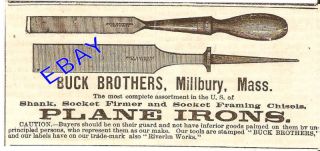 Old 1883 Buck Bros Plane Irons Chisels Ad Millbury MA