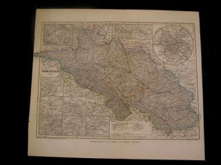 Schlesien Germany 1859 Meyer Hand Color w City Insets