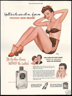 1946 Mennen Skin Bracer Pin Up Girl Swimsuit Mingo Ad