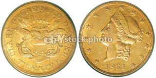 Us Territorial Gold Colorado 20 Dollars, 1861