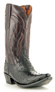 LUCCHESE M1608.S54 MENS BLACK FULL QUILL OSTRICH BOOTS EE (WIDE) $525